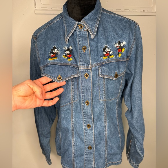 Mickey Mouse women’s collared long sleeve denim button down. - Picture 3 of 11